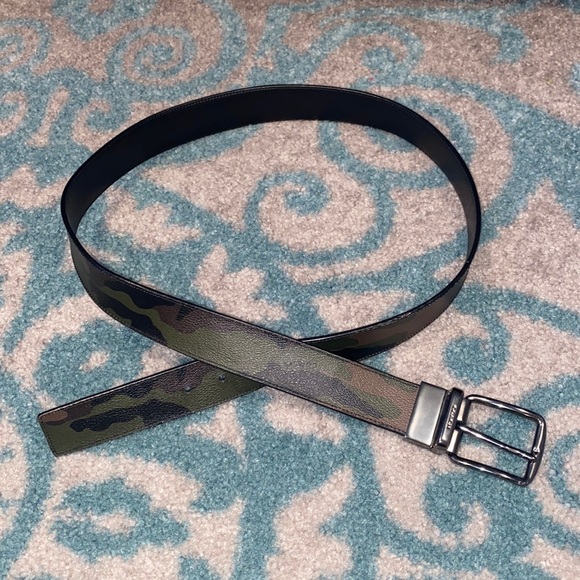 Coach Accessories Mens Coach Cut To Size Belt In Camo Print And